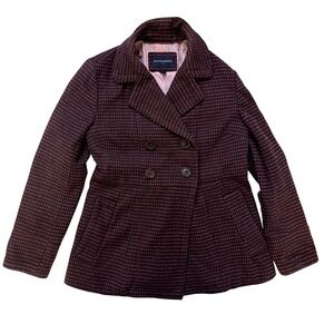 Banana Republic Womens Brown Pink Textured Double Breasted Peacoat Jacket Medium